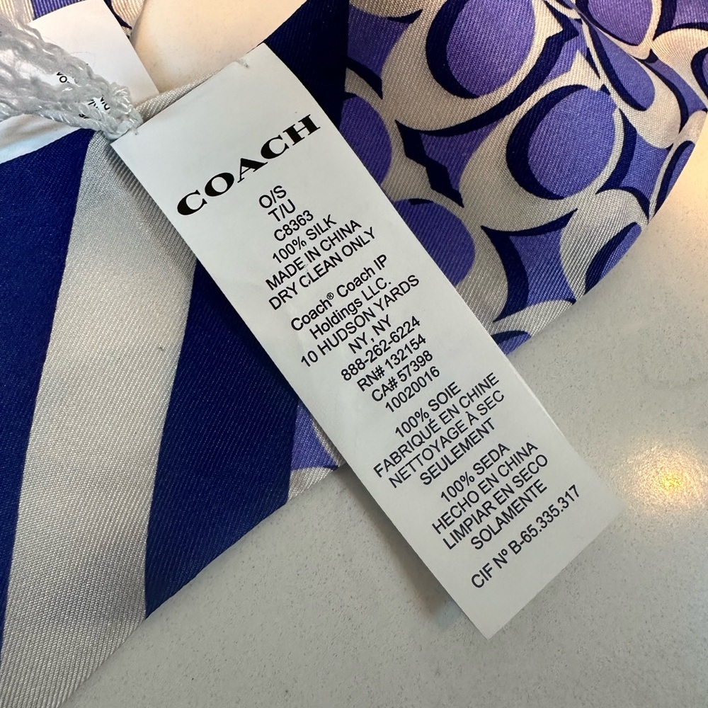 Coach NWT Skinny bag or hair scarf Pattern Silk Tie Scarf - Picture 4 of 4